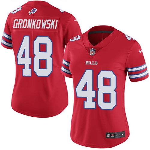 Women's Limited Glenn Gronkowski Nike Jersey Red - #48 Rush NFL Buffalo Bills